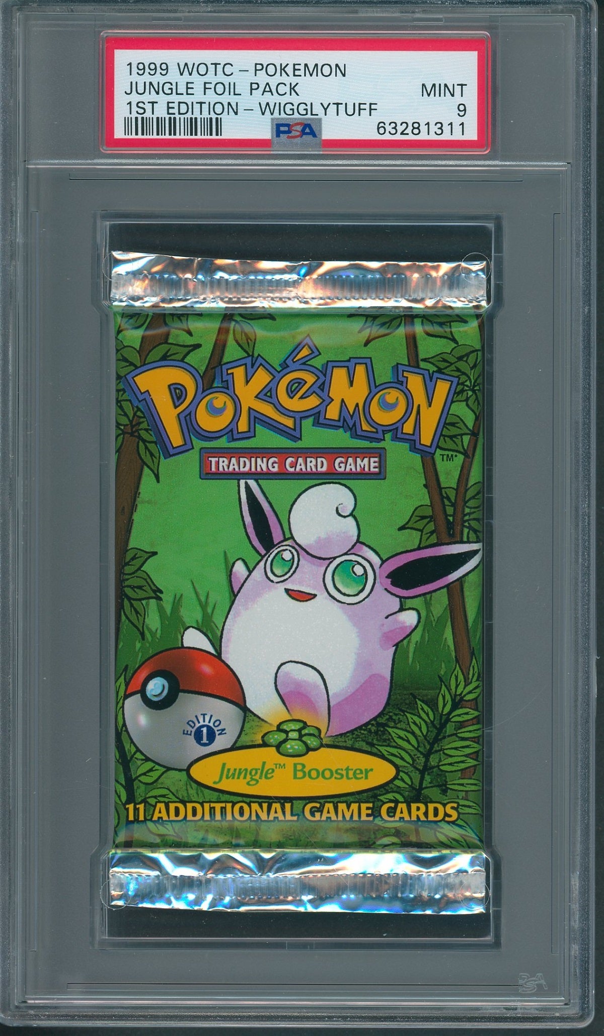 1999 WOTC Pokemon Jungle Unopened 1st Edition Foil Pack Wigglytuff PSA 9