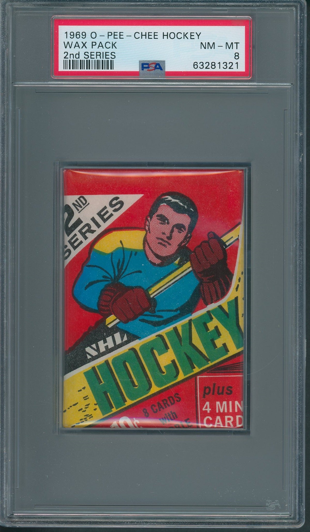 1969 1969/70 OPC O-Pee-Chee Hockey Unopened 2nd Series Wax Pack PSA 8