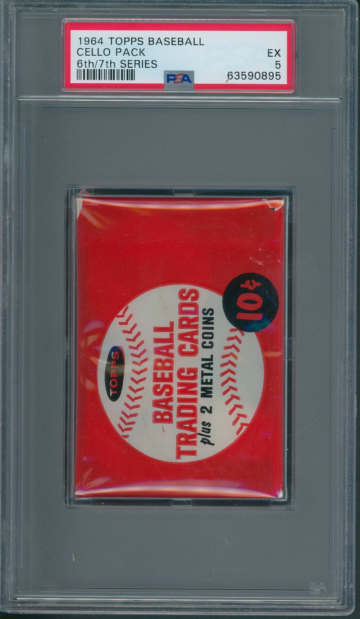 1964 Topps Baseball Unopened 6th/7th Series Cello Pack PSA 5