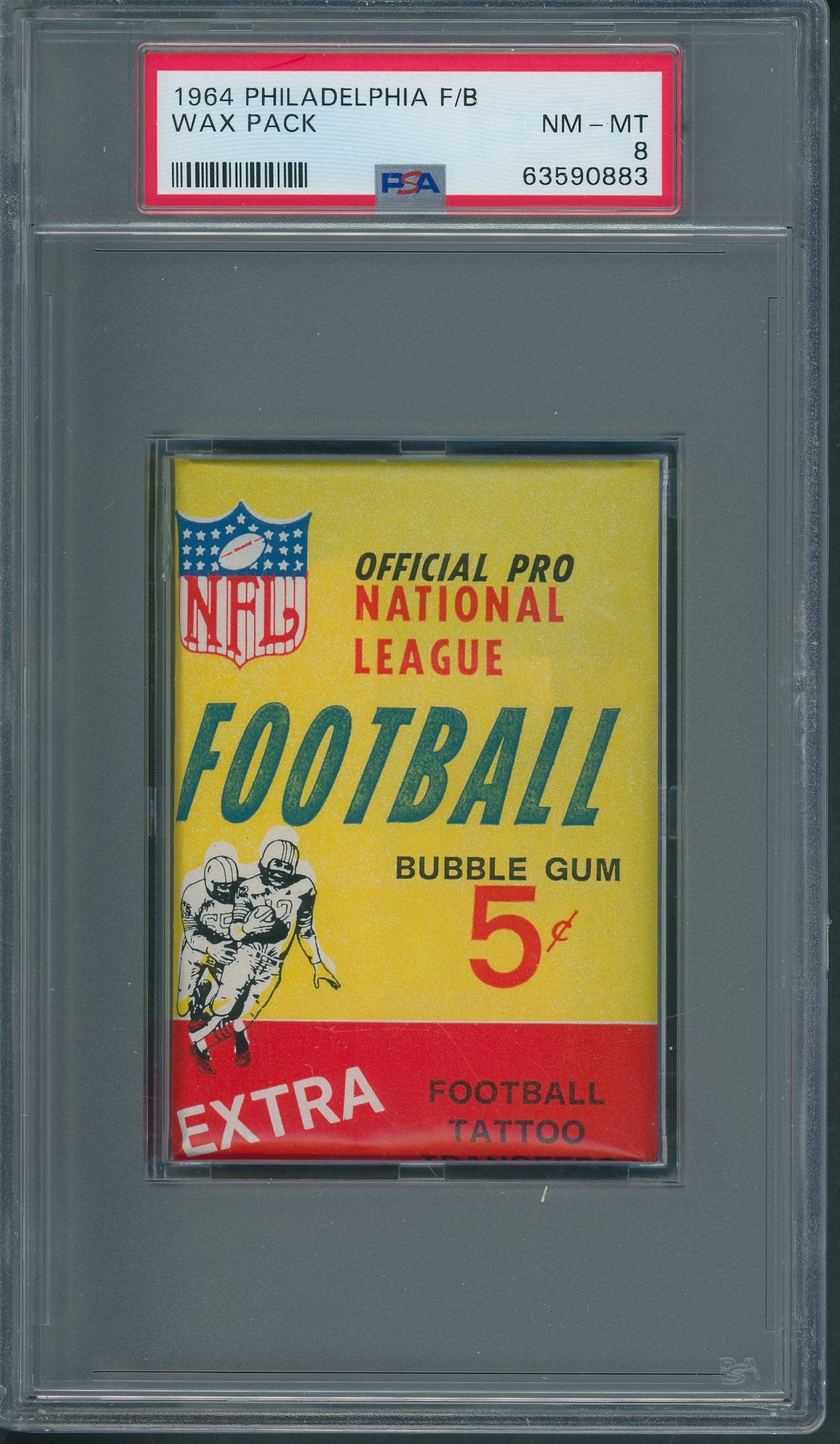 1964 Philadelphia Football Unopened Wax Pack PSA 8.