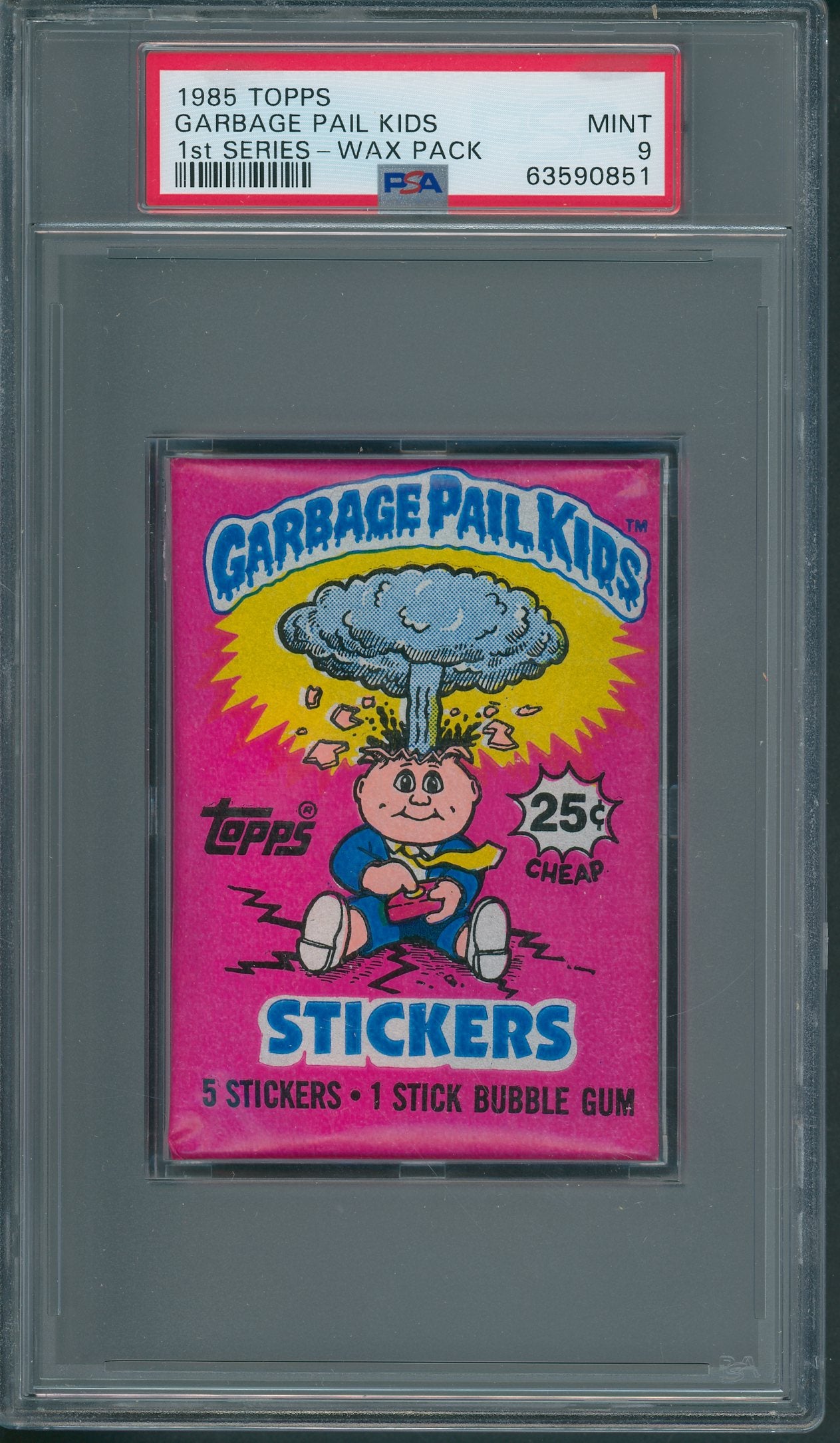 1985 Topps Garbage Pail Kids 1st Series Wax Pack PSA 9 (w/ price)