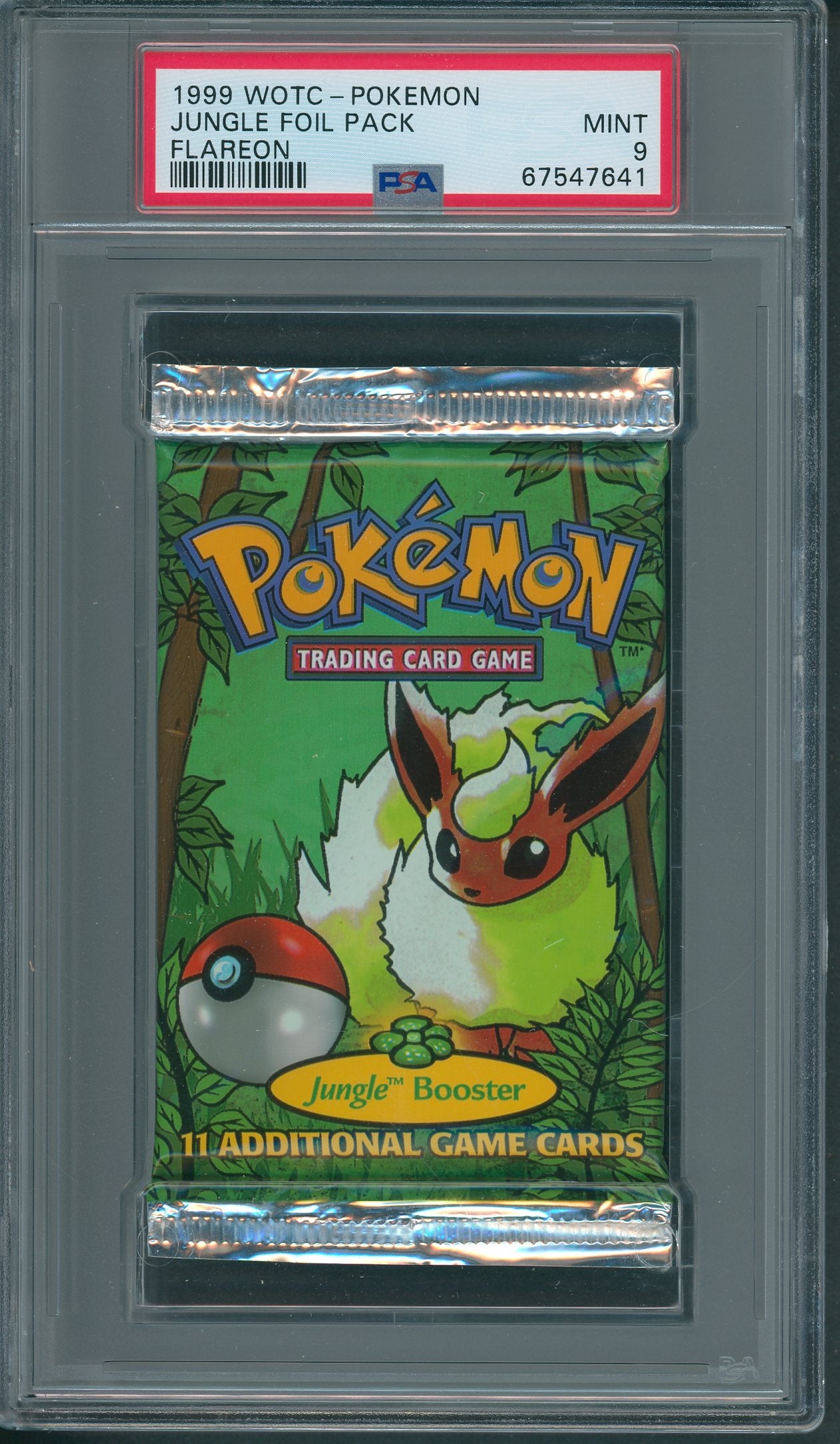 1999 WOTC Pokemon Jungle Unopened Foil Pack Flareon PSA 9 *7641