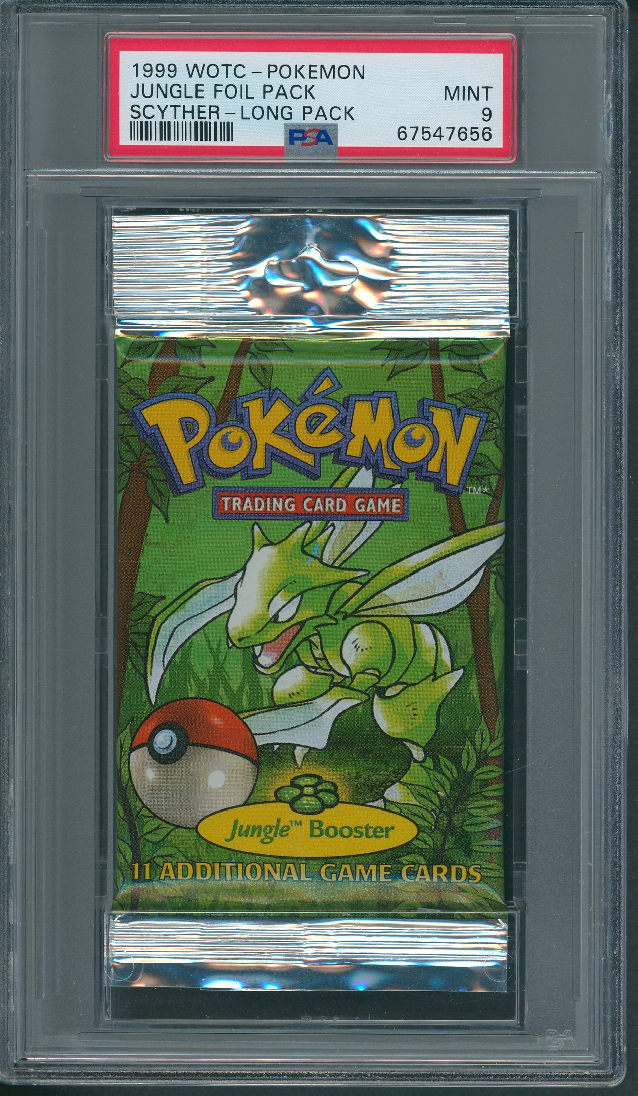 1999 WOTC Pokemon Jungle Unopened Foil Long Pack Scyther PSA 9 *7656