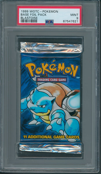 1999 WOTC Pokemon Base Unopened Foil Pack Blastoise PSA 9 *7621