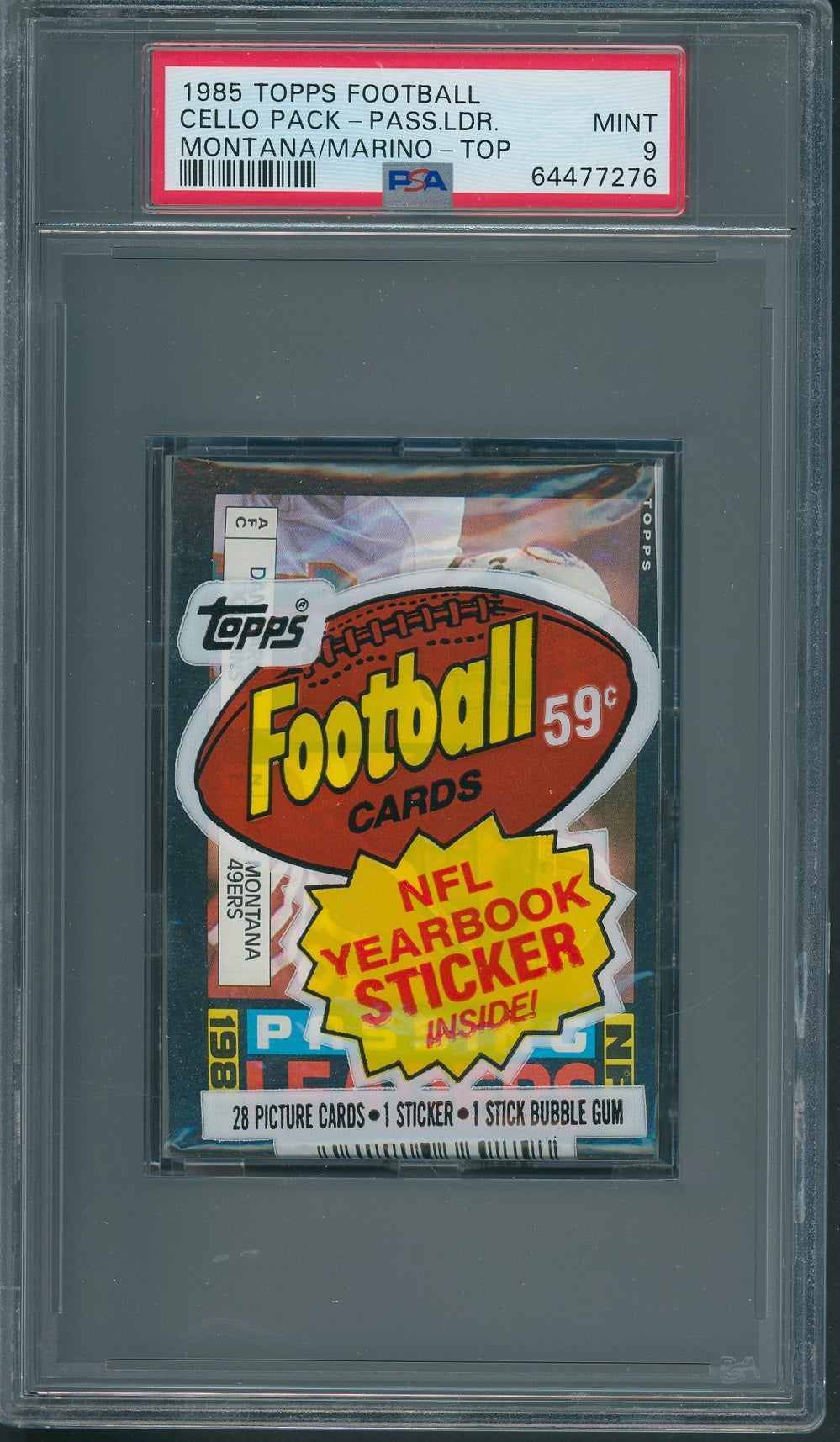 1985 Topps Football Unopened Cello Pack PSA 9 Montana Marino Top *7276