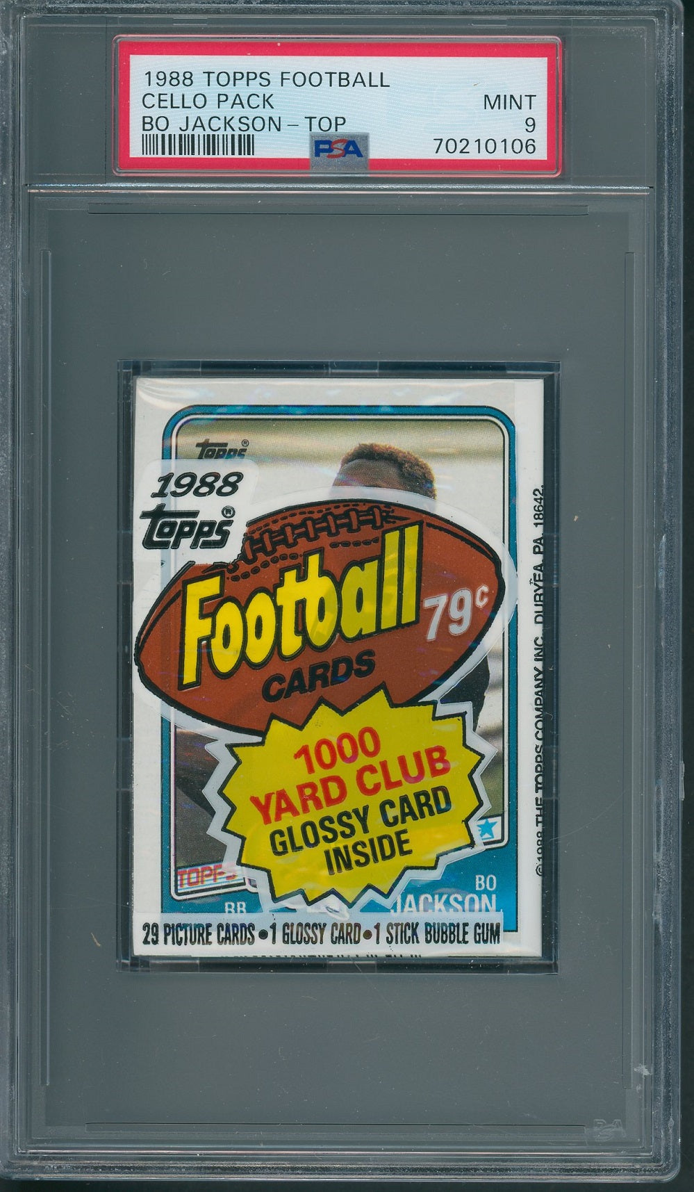 1988 Topps Football Unopened Cello Pack PSA 9 Bo Jackson Top *0106