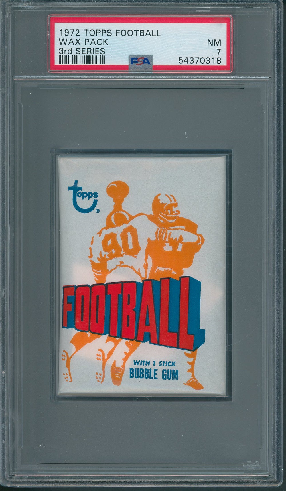 1972 Topps Football Unopened 3rd Series Wax Pack PSA 7 *0318