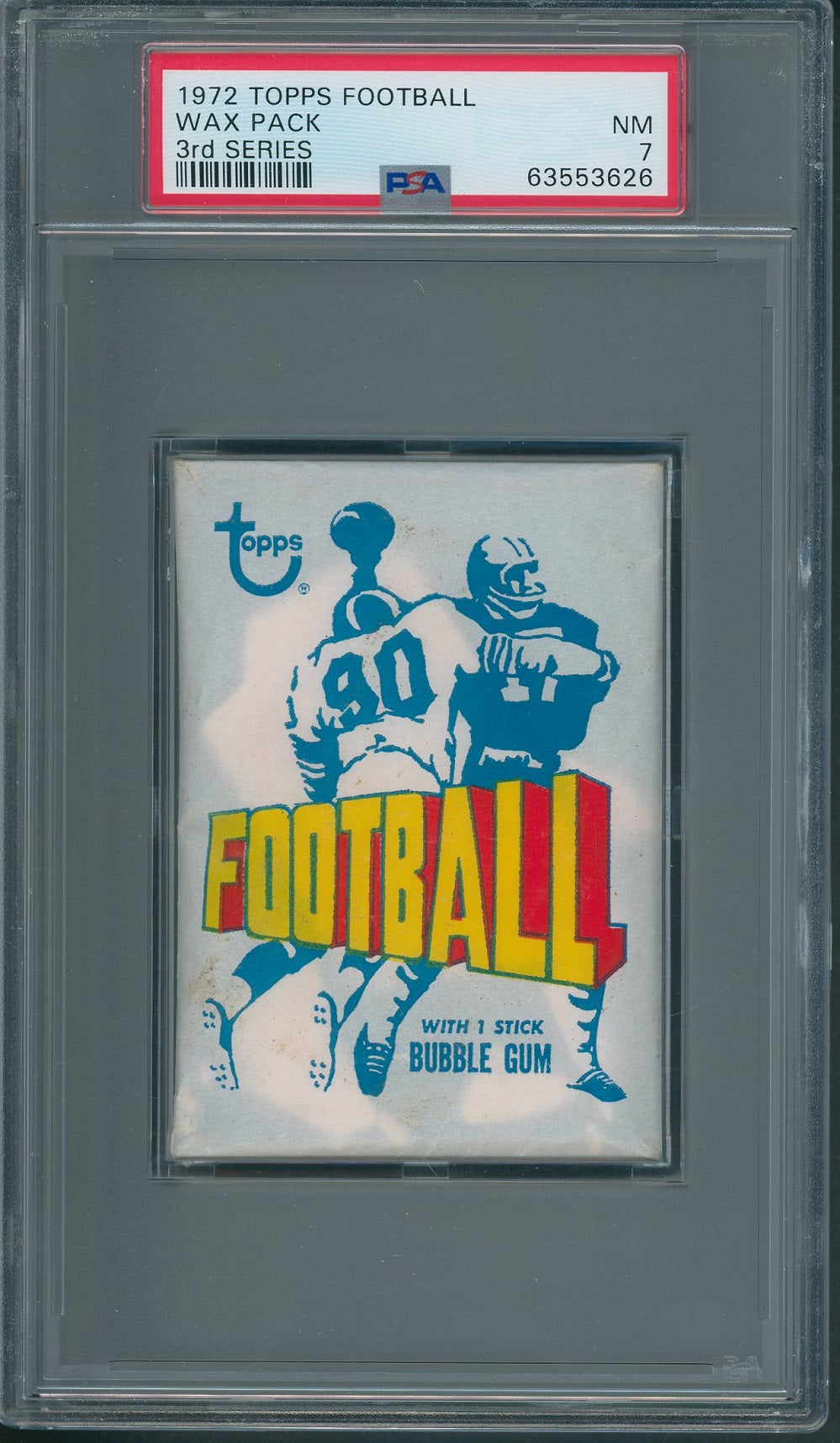 1972 Topps Football Unopened 3rd Series Wax Pack PSA 7 *3626