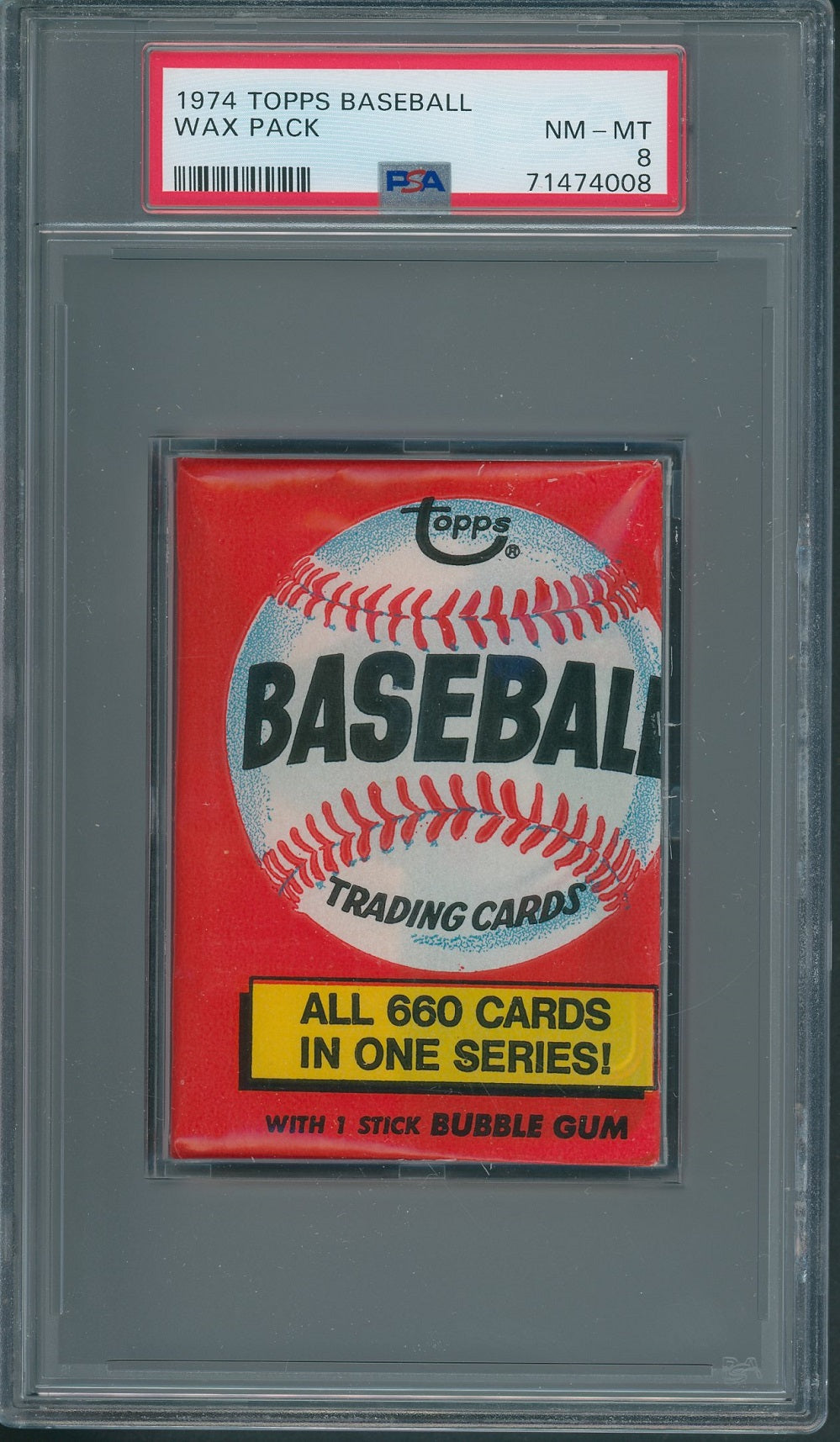 1974 Topps Baseball Unopened Wax Pack PSA 8 (All 660) *4008