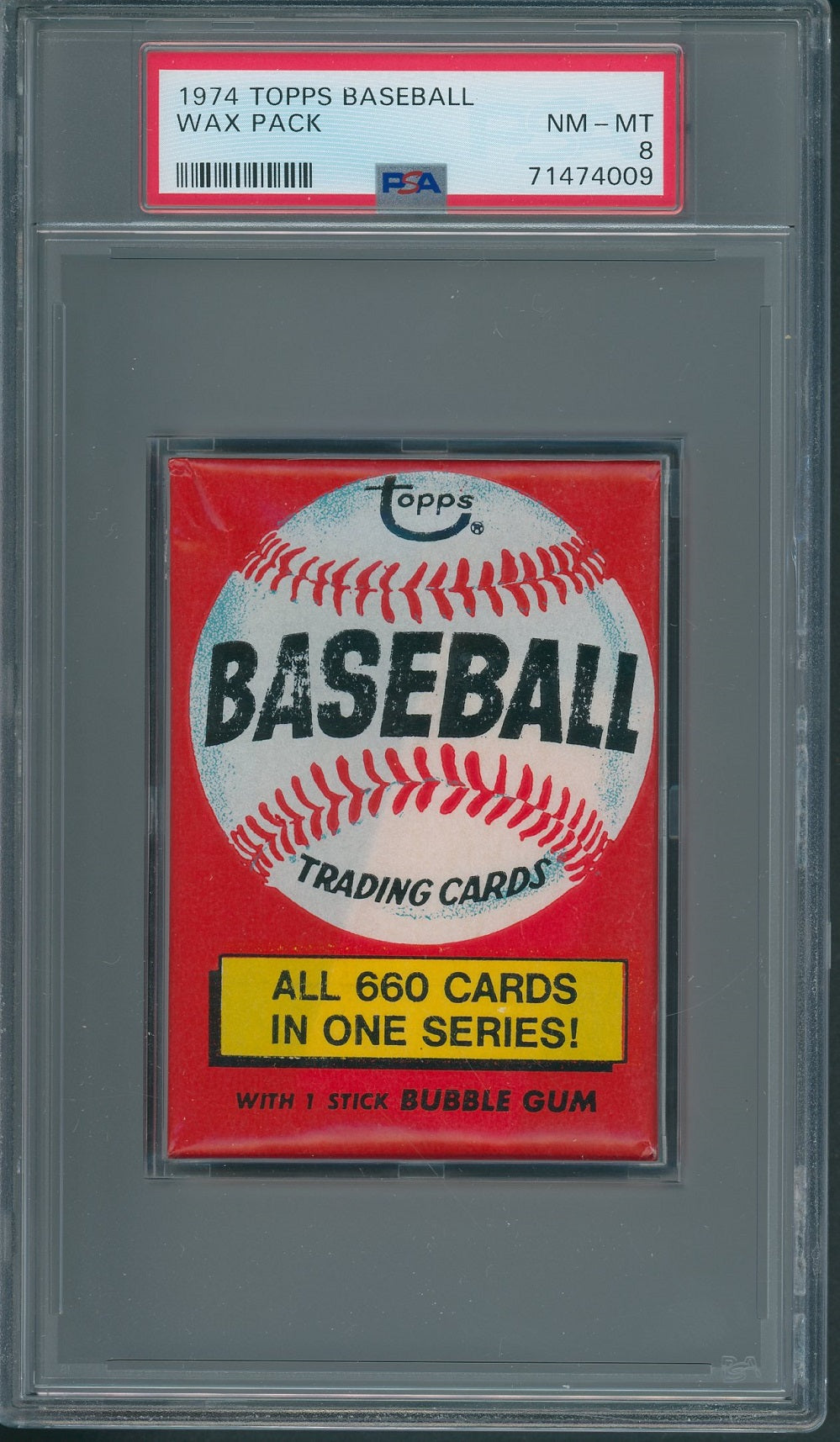 1974 Topps Baseball Unopened Wax Pack PSA 8 (All 660) *4009