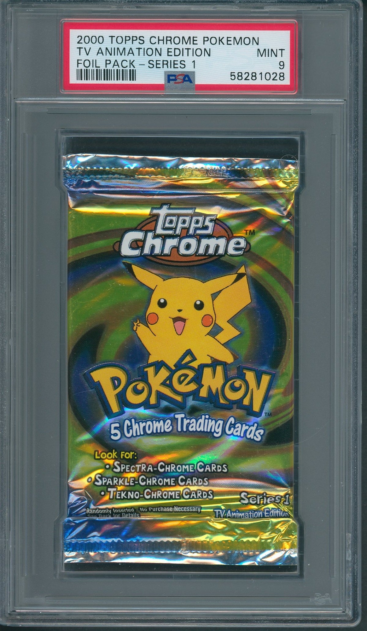 2000 Topps Chrome Pokemon TV Animation Edition Unopened Series 1 Pack PSA 9